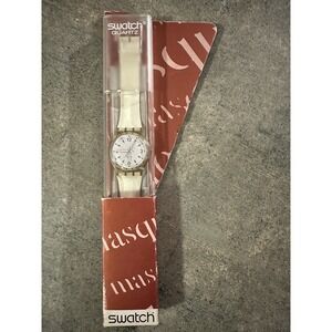 Vintage Swatch Watch Masquerade Special Packaging 90s Cream Solid GK 129